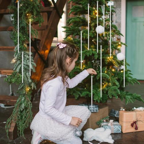 Yungyan 50 Pcs Glass Icicle Ornaments for Winter Tree 11.75 9.75 7.75 5.75 3.75 Icicles Hanging Ornament Set Various Glass Crystal Ornaments Decor for White or Silver Winter