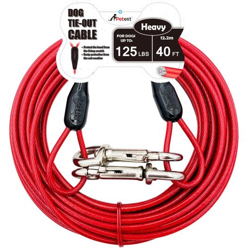 Petest 40ft Tie-Out Cable with Crimp Cover for Heavy Dogs Up to 125 Pounds