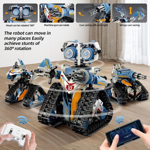 DOLIVE Robot Toys for Kids Ages 8-14, Remote & App-Controlled 3 in 1 STEM Robotics Set for Kids, Creative Birthday for Boys Girls Aged 8 9 10 11 12  (695 Pieces)
