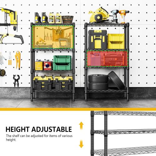1000 lbs 4 Tier Shelf Metal Storage Shelves Wire Rack Closet Organizers for Garage Kitchen Bathroom Laundry Black 11.8 D x 25.6 W x 45.5 H