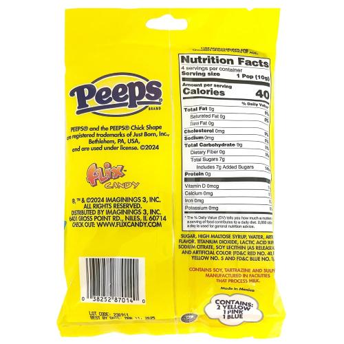 Peeps Lollipop Rings, Multicolored Chick Shaped Suckers, Individually Wrapped Candies (Pack of 3)