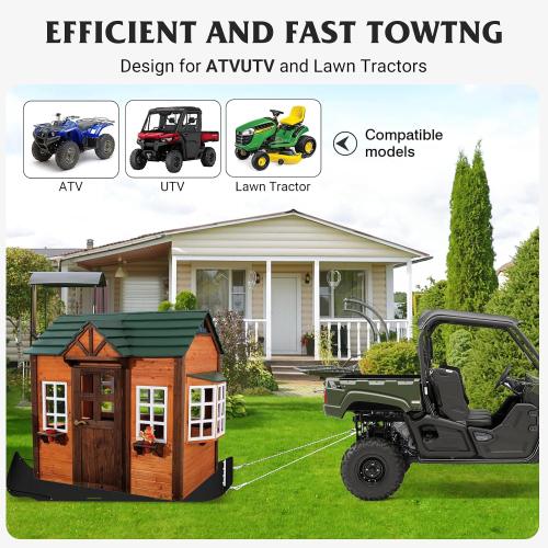 48 x 90 Heavy Duty Yard Sled, 1/8 Inch Thickened HDPE Yard Drag Mat with Pull Cable and Bar for Hauling Debris, Construction Materials, Logs and Hunting Trophy