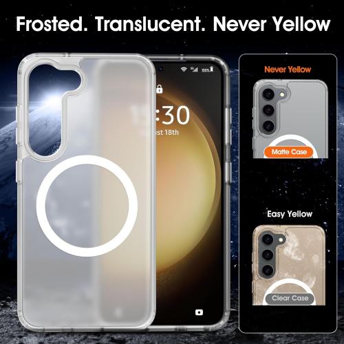 Oterkin Magnetic for Samsung Galaxy S23 Fe Case Matte, S23 Fe Phone Case Compatible with MagSafe Frosted Translucent Shockproof Anti-Scratch Slim Fit Case Military Grade Protection (Clear Matte)