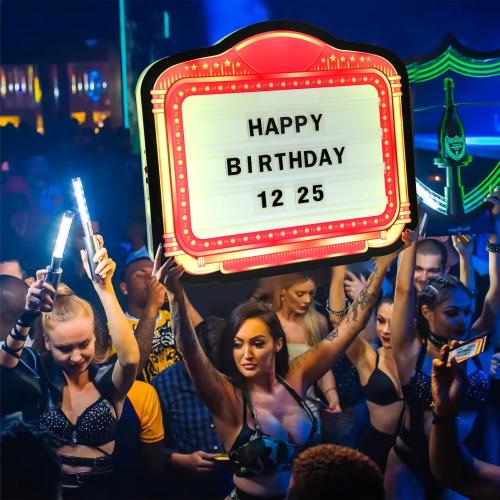 LED Letter Bottle Service Sign with Two Sets of Letters and Numbers that Can Be Freely Edited in Combination, Hand Holding Light Box Sign for Party, Bar & Night Club Birthday Parties