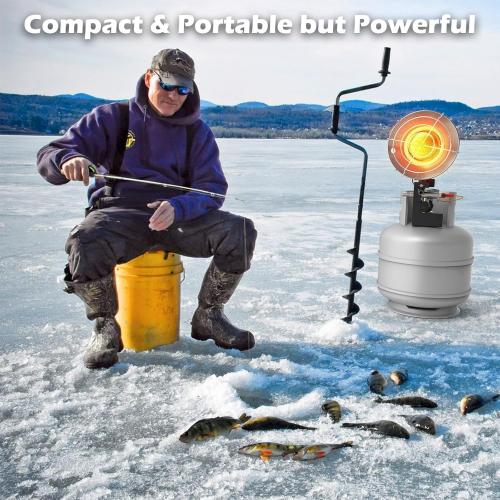 Buyplus Propane Heater 15,000BTU, Portable Outdoor Propane Heater with 3 Adjustable Modes & Safety Shut-off Valve, Single Tank Top Tent Heaters for Camping, Fishing, Outdoor Use, Red