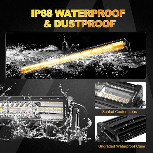 Auxbeam 42 Inch LED Light Bar, 240W Curved Off Road Amber White Combo Beam | 6 Modes Series, White & Amber Switchback, Memory, Restore & Sync Functions, Warning Strobe, Built for Fog, Rain & Offroad