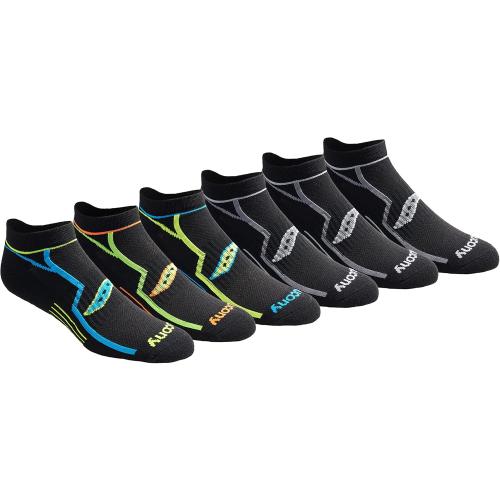 Saucony Men's Rundry Bolt Performance No-Show Socks (6-Pairs)