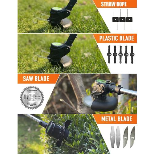 Weed Wacker 24V Eater Battery Brush Cutter, Electric Eater Battery Cordless stringles with 2 Batteries, 1 Charger, 3 Types Blades, Weed Wacker Battery Powered, Lightweight Battery Electric Weed