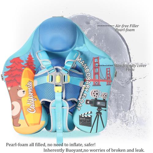 Mambobaby Float Deluxe Baby Pool Float: Safe & Comfortable Swim Trainer for Infants & Toddlers, Non-Inflatable Design, UV Protection Canopy, Fun Water Experience for Ages 3-24 Months