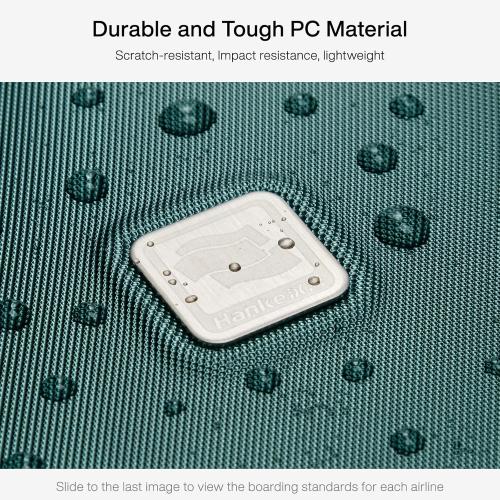 Hanke Grace Carry On Luggage with Wheels Airline Approved Hard Shell Suitcases with Front Pocket，Top Opening Luggage with TSA Lock for Short Business Travel，Blackish Green.
