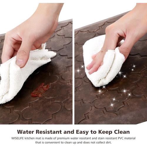 WISELIFE Kitchen Mat Cushioned Anti Fatigue Floor Mat,17.3x28, Thick Non Slip Waterproof Kitchen Rugs and Mats,Heavy Duty Foam Standing Mat for Kitchen,Floor,Home,Desk,Sink, Brown