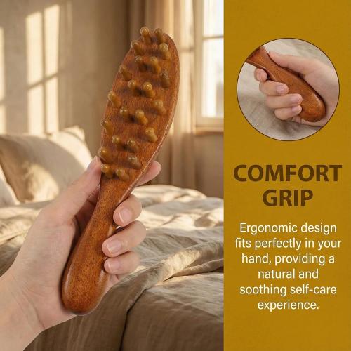 Sandalwood Loc Brush For Dreads, Wooden Round Dreadlock Scalp Comb Dread Massager Dandruff Head Curly Pro Scrubber Defining Long Teeth No Static For Wet Dry Hair Scalp Care And Hair Styling Brown