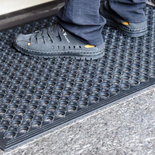 4 Pack 3' x 2' Ft Heavy-Duty Rubber Entrance Floor Mats, Odorless Non-Toxic Doormat with Drain Holes, Anti-Fatigue Non-Slip Mats for Doorway Kitchen Bathroom Bar Outdoor (36x24 4Pcs)