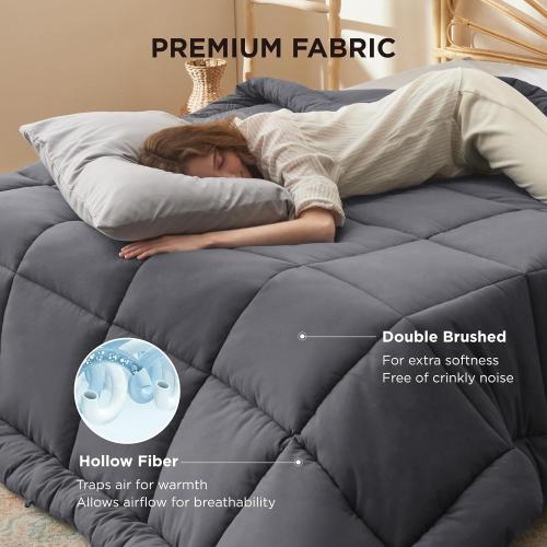 Bedsure Comforter Duvet Insert - Quilted Comforters King Size, All Season Duvet, Down Alternative Bedding, Gifts for Women/Men, Grey, King