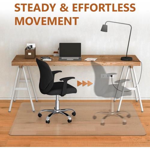 Office Chair Mat for Hardwood Floor, 48”x 30” Vinyl Desk Chair Mat Clear Floor Protector Mat for Rolling Chair Office & Home, Easy Glide and Flat Without Curling