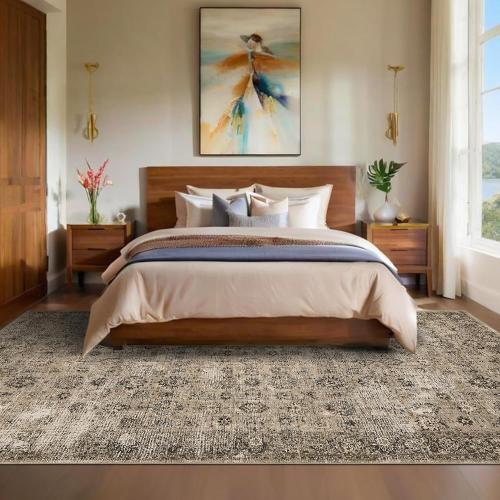 8x10  Washable Area Rugs color brown greyish