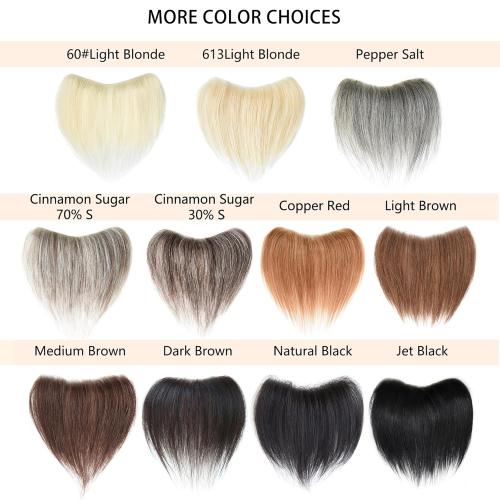 Frontal Hairpiece for Women Natural Black Hair Extension Hairline Loss Straight Tape in Human Hair Toppers Replacement Toupee (0.78x6.3, 6, Natural Black)