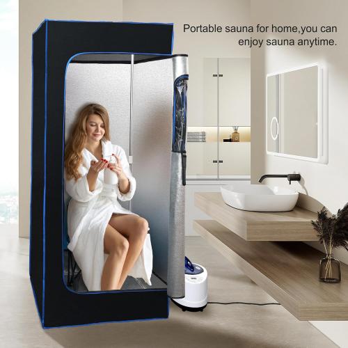 Sauna Box,Portable Sauna for Home,Thickened Sauna Canopy Kit with 3L 1000W Steam Generator,9 Temperature Settings,Full Body Dry Sauna SPA, Black