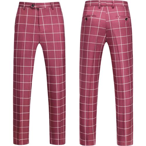 Size M/L...Mens 3 Piece Slim Fit Plaid Suit Blazer Jacket Vest Pants