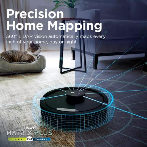 Shark Matrix Plus 2-in-1 Robot Vacuum & Sonic Mop, Home Mapping, HEPA Bagless Self Empty Base with 30-Day Capacity, CleanEdge, for Pet Hair, WiFi, UR2650WS