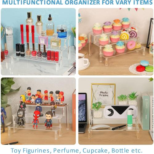 Display Shelf Cupcake Stand 3 Tier Desktop Perfume Organizer 12*6Inches Clear Acrylic Stand Cake Stands Dessert Table Display Set