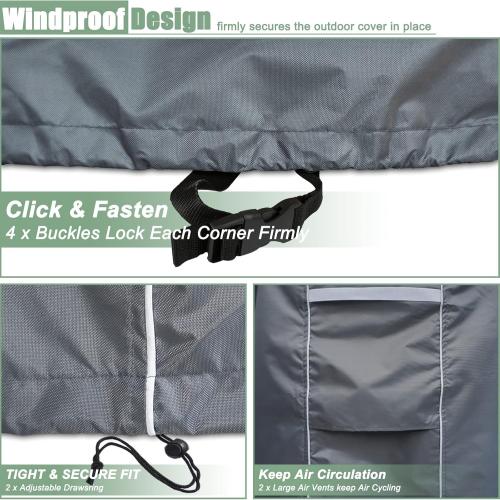 Gasadar Outdoor Furniture Cover Waterproof, Square Patio Sectional Cover,126x126x28, 600D Heavy Duty, Grey