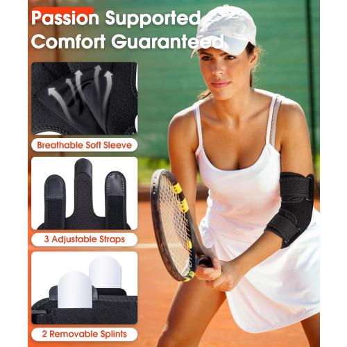 Elbow Brace for Cubital Tunnel & Ulnar Nerve Support – Adjustable Night Splint for Tennis Elbow, Tendonitis & Nerve Pain – Comfortable Elbow Stabilizer for Men & Women Fit Most *** Black