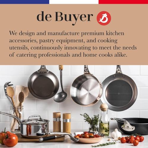 De Buyer MINERAL B Carbon Steel Fry Pan - 12.25” Diameter, 9” Cooking Surface - Ideal for Searing, Sauteing & Reheating - PFAS, PFOA & PFOS Free - Made in France