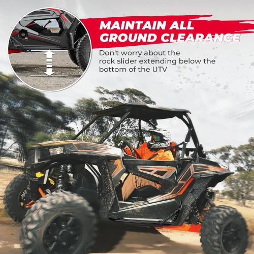 KEMIMOTO Nerf Bars Heavy Duty Black Tree Kickers Side Steps Compatible with 2014-2022 Polaris RZR XP 1000/ XP Turbo/ S900/ S1000/ Trail S 900 RZR Nerf Bars Rock Sliders Left & Right - 2 Seater