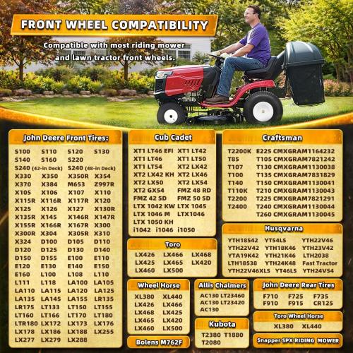 (2-Pack) 15x6.00-6nhs Lawn Mower Tires and Wheel for Riding Lawn Mower Front Tires,15x6-6 Front Tire Assembly Replacement,3/4 Bearing, 3 Centered Hub, 4 Ply Pneumatic