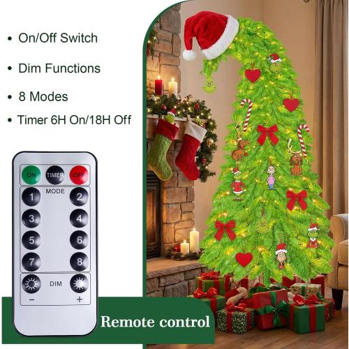 Size 6ft Whimsical Christmas Tree 6FT - Christmas Decorations Timer Remote Control, Foot Switch Device with 150 LED Lights Pre-Lit Artificial Tree Xmas Holiday Decor for Indoor Home Office