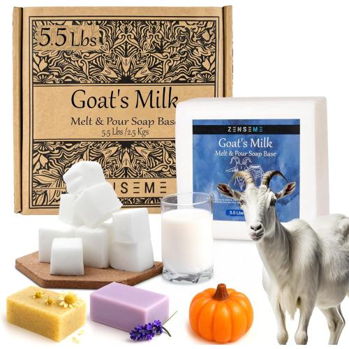 ZenseMe 5.5 LBS Goats Milk Soap Base - Melt and Pour Supplies Kit for Soap Making - SLS/SLES & PEG free - Gentle & Foamy - Make Your Own Bulk For Adult Soapmaker - Easy to Cut