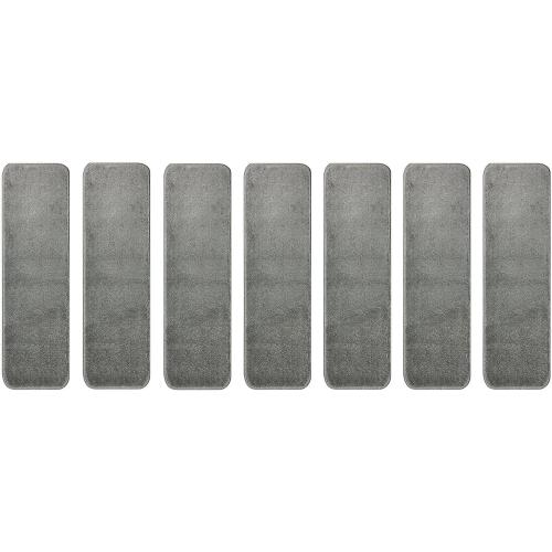 Stair Tread Treads Indoor 7 inch x 24 inch Machine Washable Skid Slip Resistant Carpet Stair Tread Treads Comfy Collection (Set of 13, Grey)