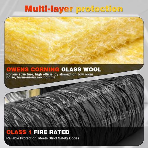 4 Inch Insulated Flexible Duct 25 FT, R4 HVAC Flex Duct with Black Jacket, Owens Corning Fiberglass Insulation, Aluminum Foil Core for Ventilation & Exhaust