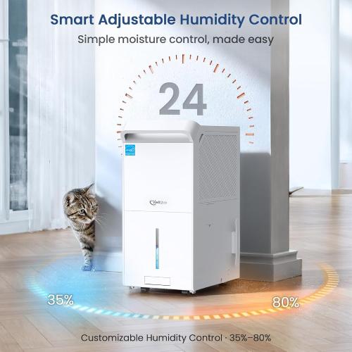 Dehumidifier for Basement, 6000 Sq Ft Energy Star Most Efficient 2025 | Max 140 Pint/Day for Home and Large Rooms with Drain Hose, Auto Defrost, Smart Humidity Control, Auto Restart