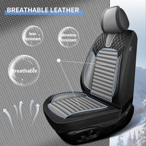 Seat Covers Fit for Ford Maverick 2022-2024 2025: Breathable Leather Waterproof Seat Covers Front&Back (5 Seat Full Set,Black & Grey)