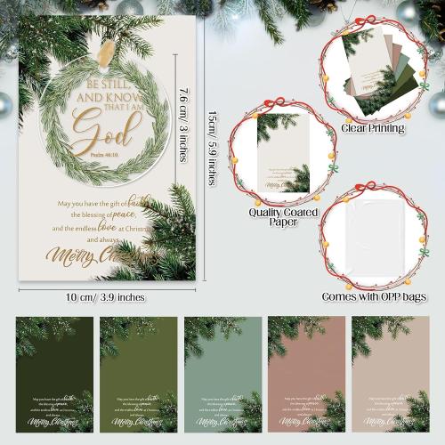 Thyle 36 Set Christian Appreciation Gift Acrylic Ornaments with Merry Christmas Cards Christmas Tree Decorations with Bibles Verse Gifts for Women Men Employee Family Church
