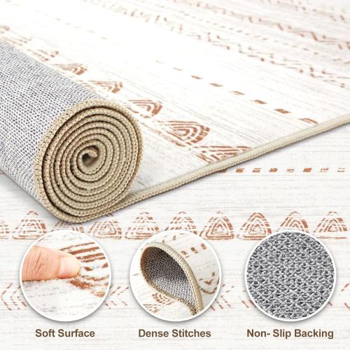 Nakagishi Area Rugs 9x12 Living Room: Washable Boho Large Neutral Modern Soft Farmhouse Rug Stain Resistant Indoor Floor Non-Slip Carpet for Bedroom Nursery Kids Playroom Office Dining Room- Brown