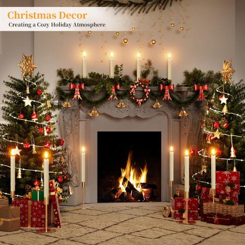 Rechargeable Flameless Taper Candles with Charging Station 6Pcs Real Wax Battery Taper Candles with Remote Timer Led Candlesticks Flickering Realistic for Christmas Home Wedding Decor Ivory