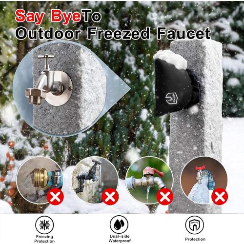 Outdoor Faucet Cover for Winter Freeze Protection,7.8 H x 6.2 W,Spigot Covers Winter Insulated,Faucet Cover Socks for Winter,Thickened AntiFrozen Waterproof Hose Bib Covers,Set of 2(Black)