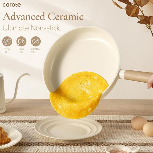 CAROTE 10pcs Ceramic Cookware Set, Pots and Pans Set Non Stick, Nonstick Cookware