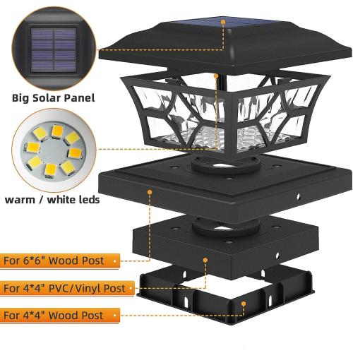 APONUO Solar Post Cap Lights 12 Pack with 1000mAh Battery - for 4x4 5x5 6x6 Fences, Larger Size & Longer Lasting, 2-Mode, IP64 Waterproof, for Fence Deck Patio Porch Yard (Black)