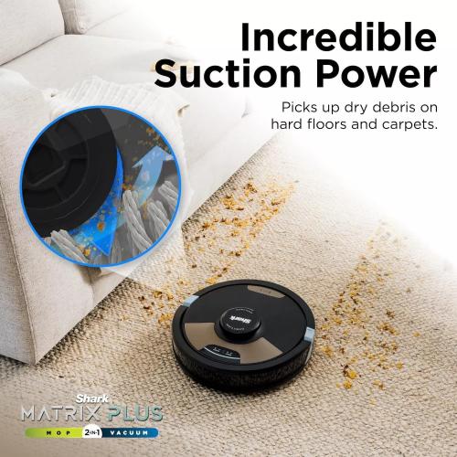 Shark Matrix Plus 2-in-1 Robot Vacuum & Sonic Mop, Home Mapping, HEPA Bagless Self Empty Base with 30-Day Capacity, CleanEdge, for Pet Hair, WiFi, UR2650WS