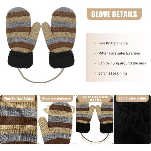 Boys Winter Hat Scarf and Gloves Set for Kids Warm Knitted Hat Mittens and Fleece Neck Warmer Scarf Set for Boys Girls 3pcs