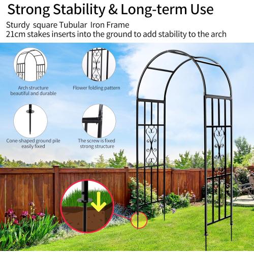 Arbors, Curved Metal Endurable Iron Trellis Plants Stand Use for Outdoor Garden Arbor Climbing Plants Wedding Arches Ceremony