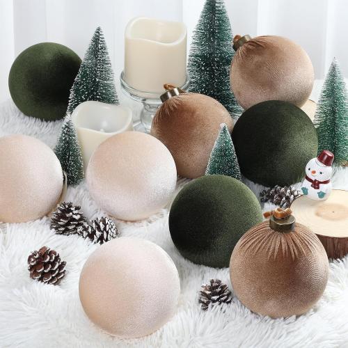9 PCS Velvet Christmas Balls Ornaments 4inch& 6inch Christmas Large Ball Set for Xmas Tree Decor, Holiday Home Party (Mixed Colors 1, 4inch)