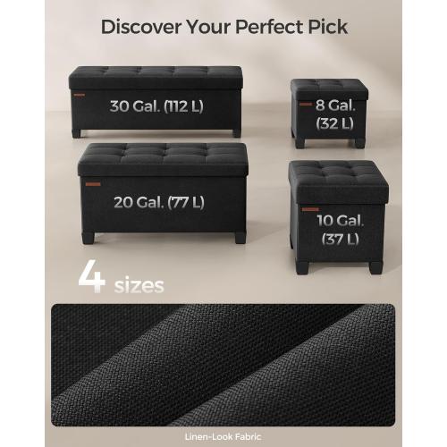 SONGMICS Storage Ottoman Bench, Foldable Foot Rest with Legs, 15 x 43 x 15.7 Inches, End of Bed Bench, Storage Chest, Load up to 660 lb, for Living Room, Bedroom, Entryway, Ink Black ULSF018B01