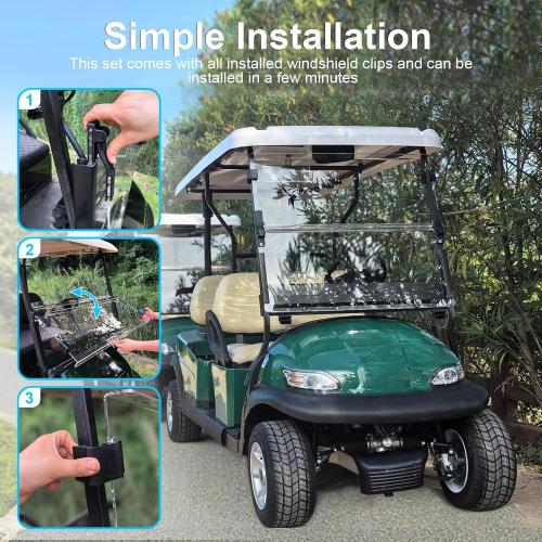 Upgraded Club Car Precedent Windshield,Golf Cart Windshield for Precedent/Tempo/Onward (2004-Up)– Heavy Duty Hinges, Foldable, Anti-UV & Impact Resistant, 5MM Thick PC Material, 37.6W X 33.2H