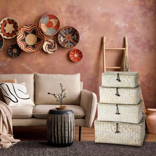 Woanger Set of 4 Wicker Baskets with Lids, White