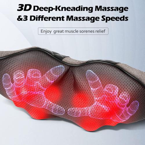Blue Elf Shiatsu Electric Neck Back Massager Pillow 3D Kneading with Heat for Shoulder, Lower Back, Foot, Leg Muscles Pain Relief Relax in Car Office and Home (Gray)